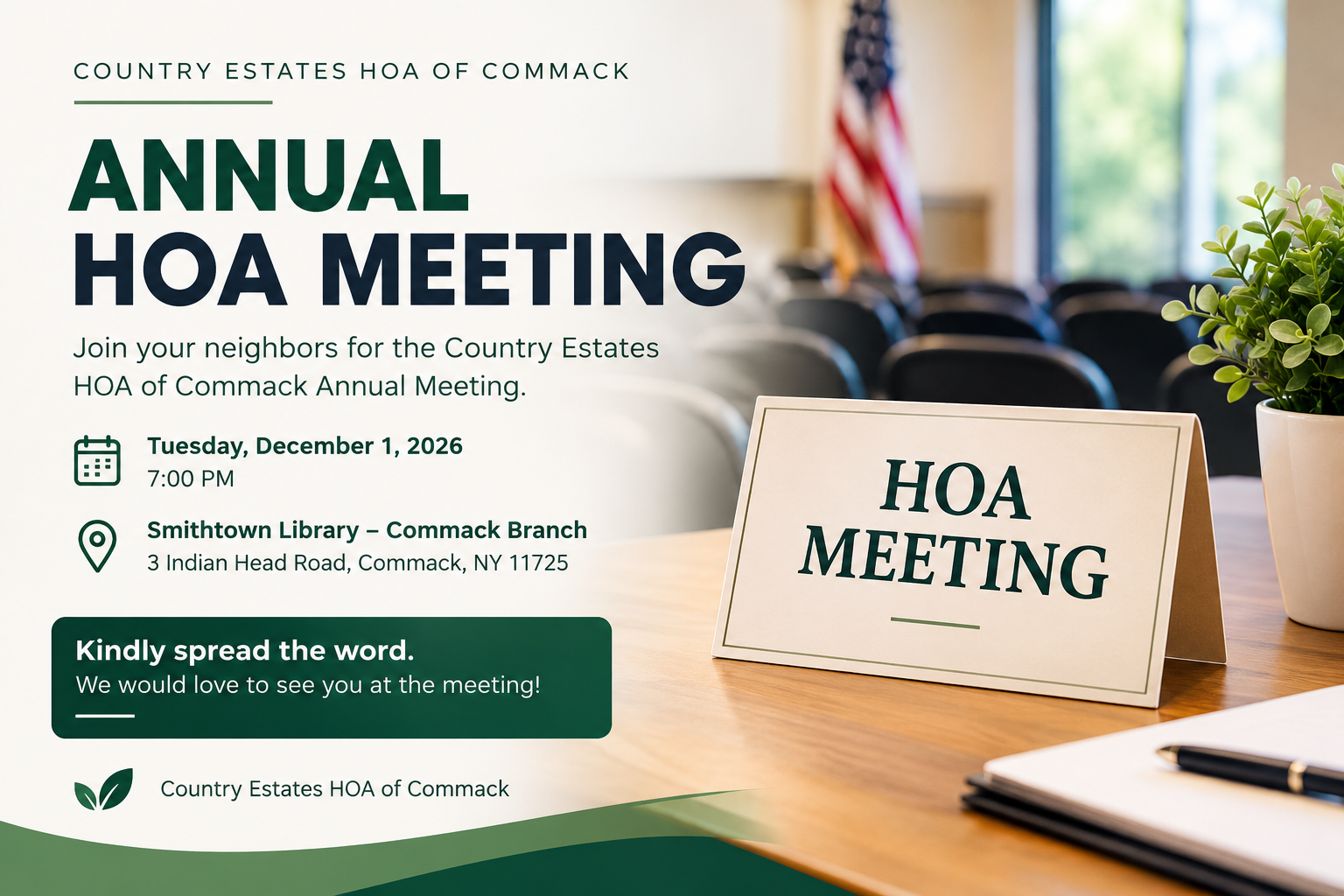 Annual HOA Meeting – Country Estates HOA of Commack